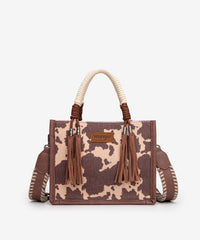 Wrangler CowPrint Rope Handle Tote Bag Light Coffee
