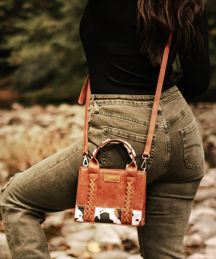 Wrangler Cow Print Accents Mini Tote Bag