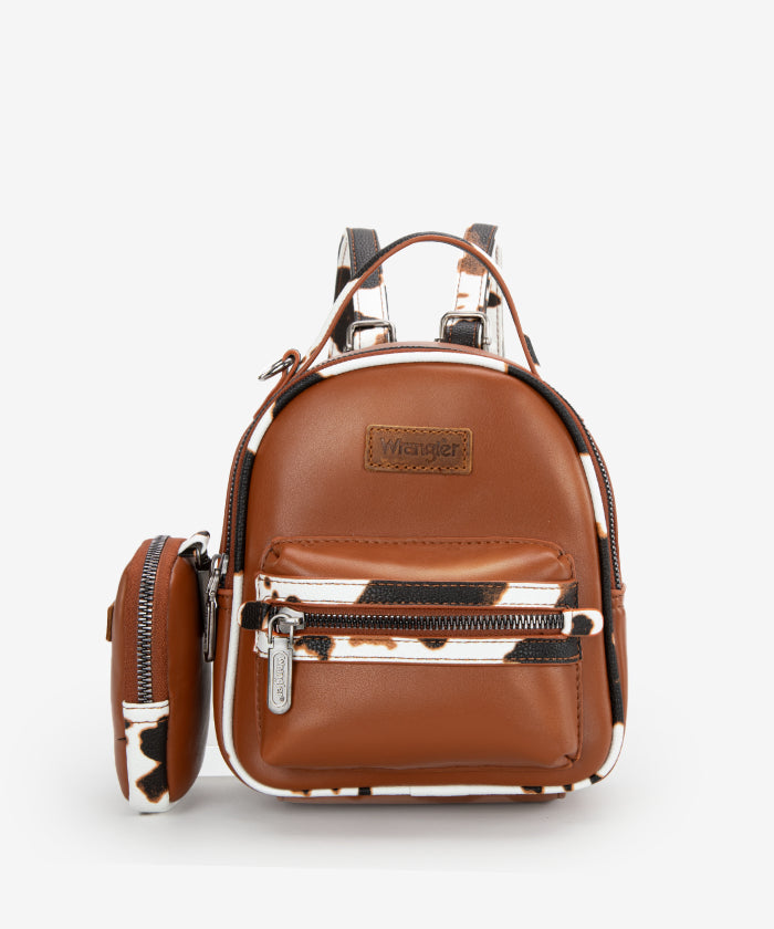 Wrangler_Cow_Print_Decorated_Zipper_Backpack_Brown