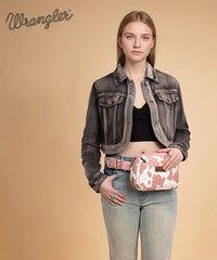 Wrangler Cow Print Fanny Pack Light Pink