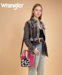 Wrangler Cow Print Mini Tote Bag Hot Pink