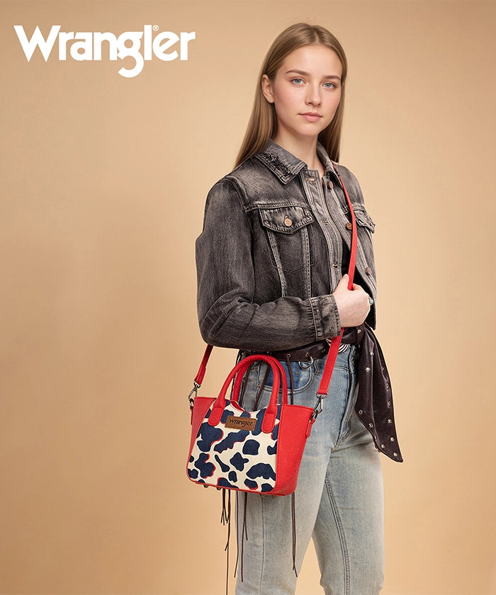 Wrangler Cow Print Mini Tote Bag Red
