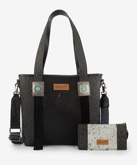 Wrangler_Cowhide_Fringe_Concealed_Carry_Purse_Set_Black