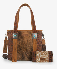 Wrangler_Cowhide_Fringe_Concealed_Carry_Purse_Set_Brown