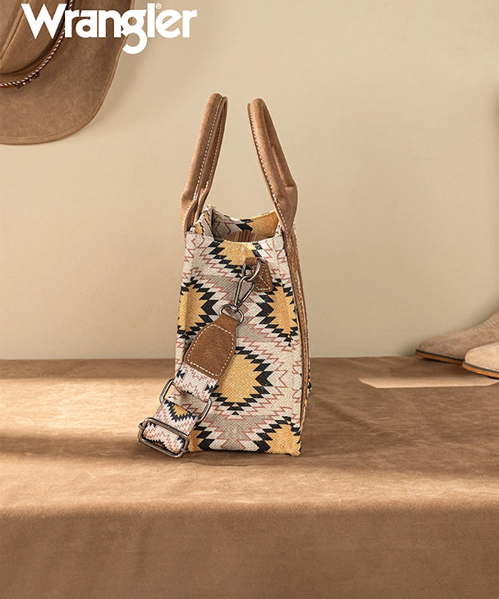 Wrangler Dual Sided Print Canvas Tote Bag Beige