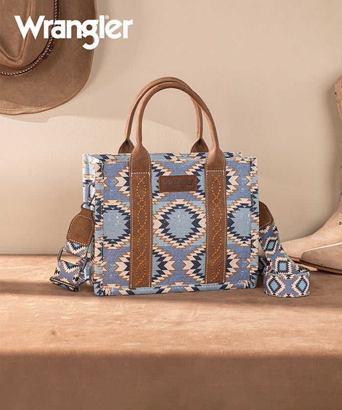 Wrangler Dual Sided Print Canvas Tote Bag Jean