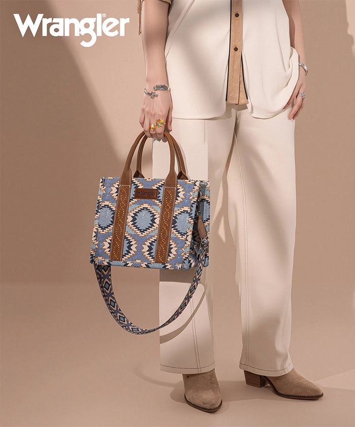 Wrangler Dual Sided Print Canvas Tote Bag Jean