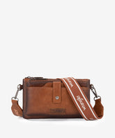 Wrangler Dual Zipper Crossbody Bag Brown