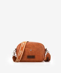 Wrangler Dual Zipper Stitch Crossbody Bag Brown