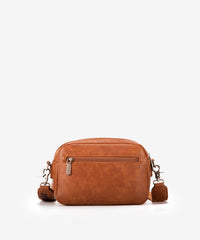 Wrangler Dual Zipper Stitch Crossbody Bag Brown