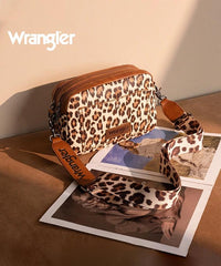 Wrangler Dual Zipper Stitch Crossbody Bag Leopard