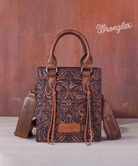 Wrangler Embossed Top Handle Mini Crossbody Brown