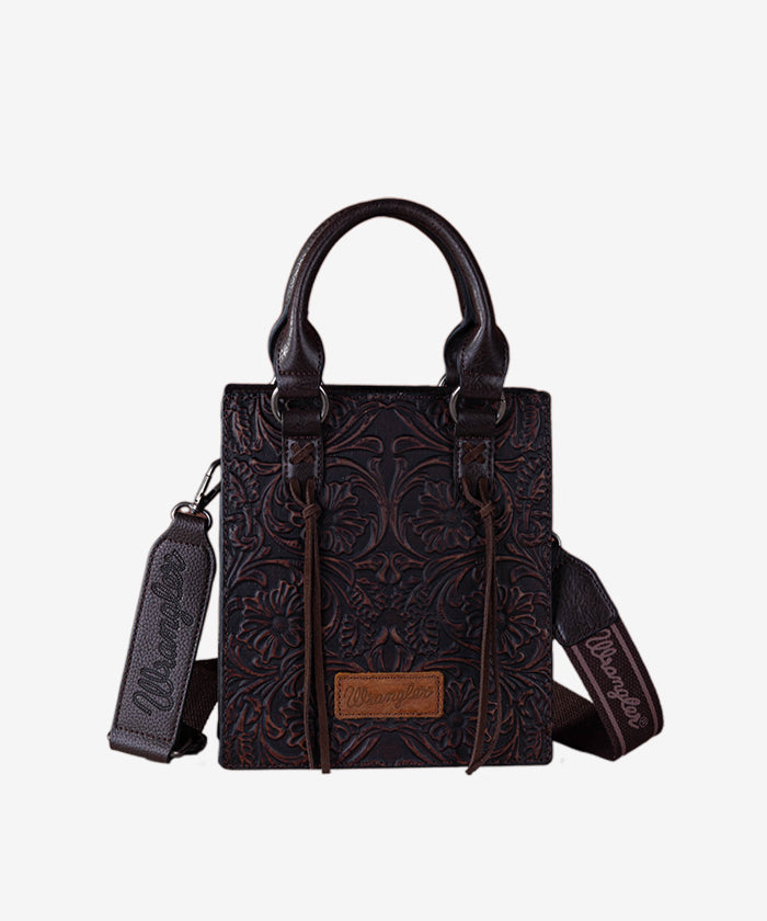 Wrangler Embossed Top Handle Mini Crossbody Coffee