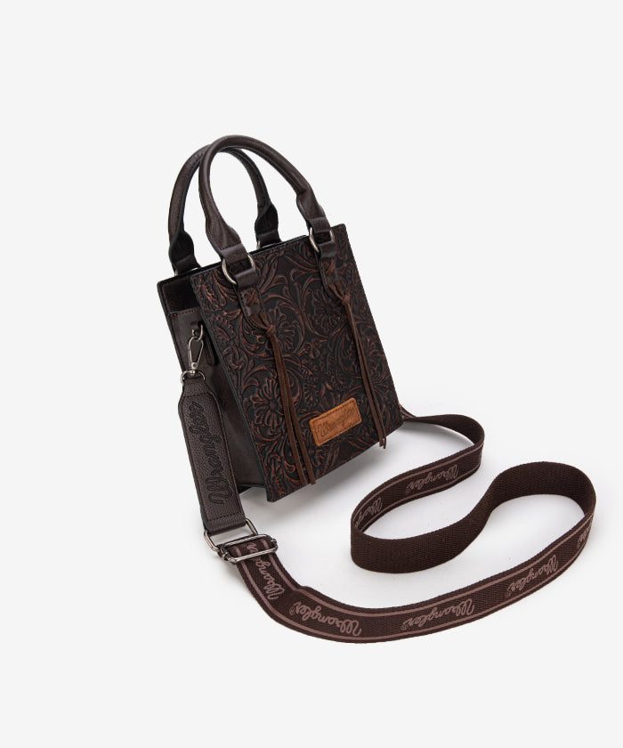 Wrangler Embossed Top Handle Mini Crossbody Coffee