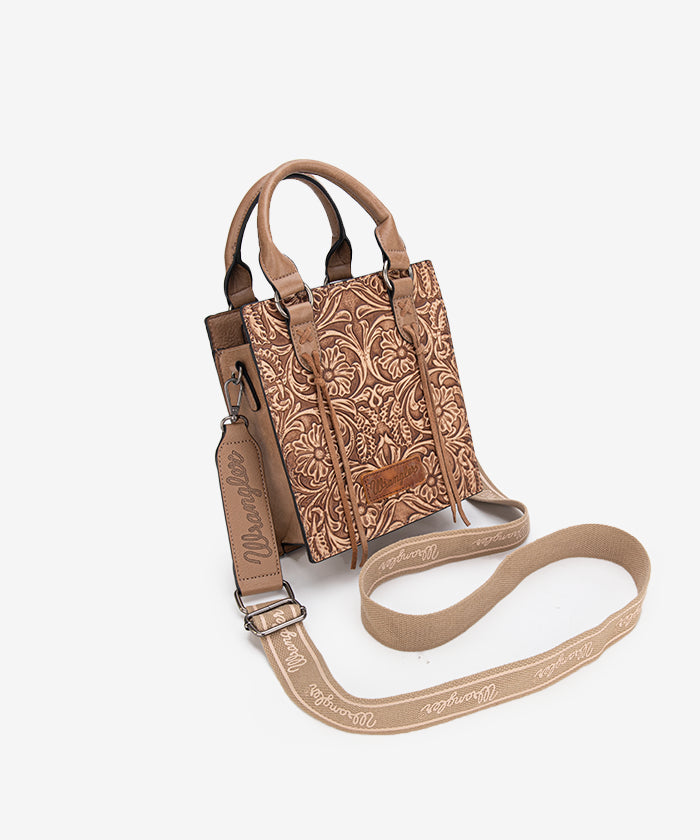 Wrangler Embossed Top Handle Mini Crossbody Khaki