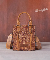 Wrangler Embossed Top Handle Mini Crossbody Light Brown