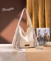 Wrangler Fringe Studded Hobo Bag Beige