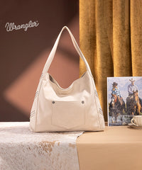Wrangler Fringe Studded Hobo Bag Beige