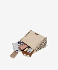 Wrangler Fringe Studded Hobo Bag Beige