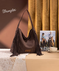 Wrangler Fringe Studded Hobo Bag Coffee