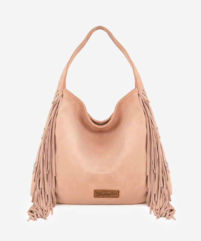 Wrangler Fringe Studded Hobo Bag Dark Pink