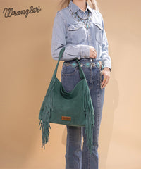 Wrangler Fringe Studded Hobo Bag Turquoise