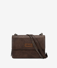 Wrangler Full-Grain Leather Flap Crossbody Purse Coffee