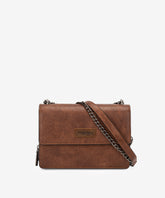 Wrangler Full-Grain Leather Flap Crossbody Purse Dark Brown