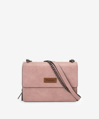 Wrangler Full-Grain Leather Flap Crossbody Purse Pink