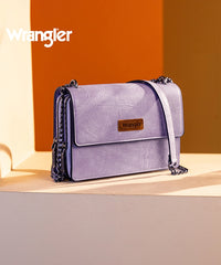 Wrangler Full-Grain Leather Flap Crossbody Purse Purple
