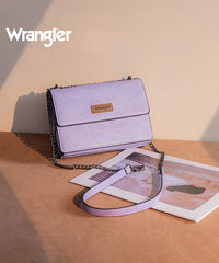 Wrangler Full-Grain Leather Flap Crossbody Purse Purple