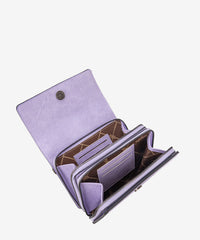 Wrangler Full-Grain Leather Flap Crossbody Purse Purple