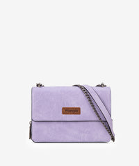 Wrangler Full-Grain Leather Flap Crossbody Purse Purple