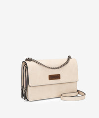 Wrangler Full-Grain Leather Flap Crossbody in white