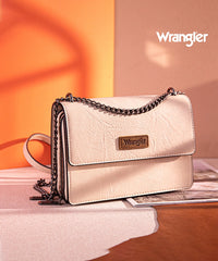 Wrangler Full-Grain Leather Flap Crossbody Purse Tan