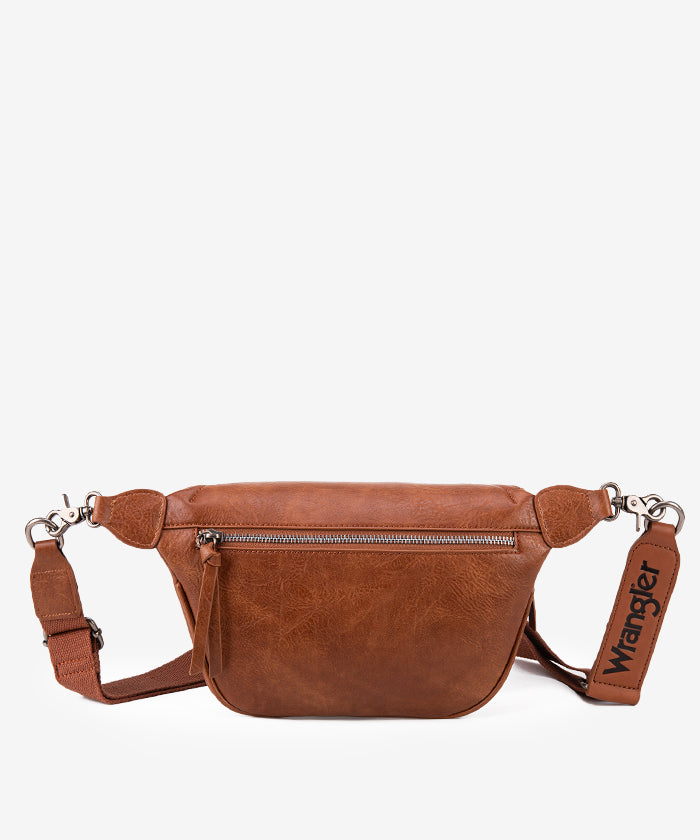 Wrangler Full Grain Leather Fanny Pack Brown