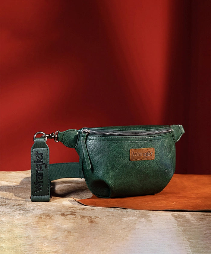 Wrangler Full Grain Leather Fanny Pack Green