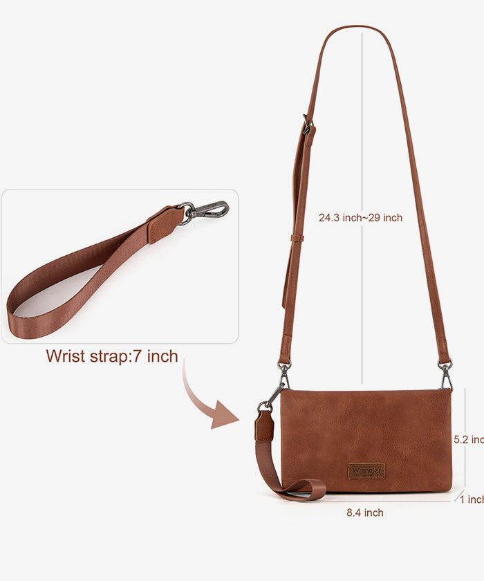 Wrangler Leather Printed Wristlet  Brown