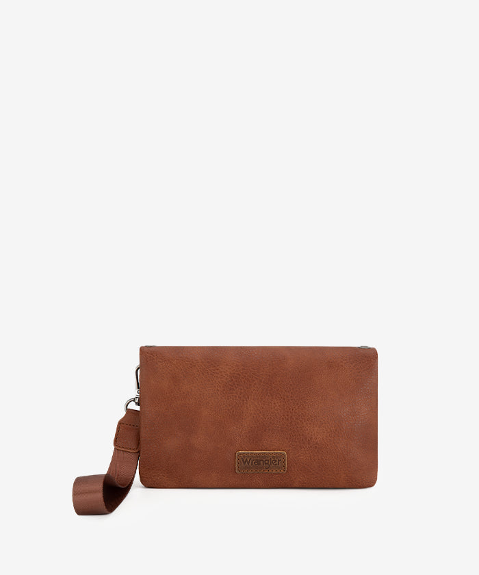 Wrangler Leather Printed Wristlet Brown