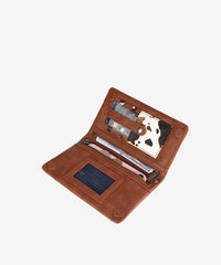 Wrangler Leather Printed Wristlet  Brown