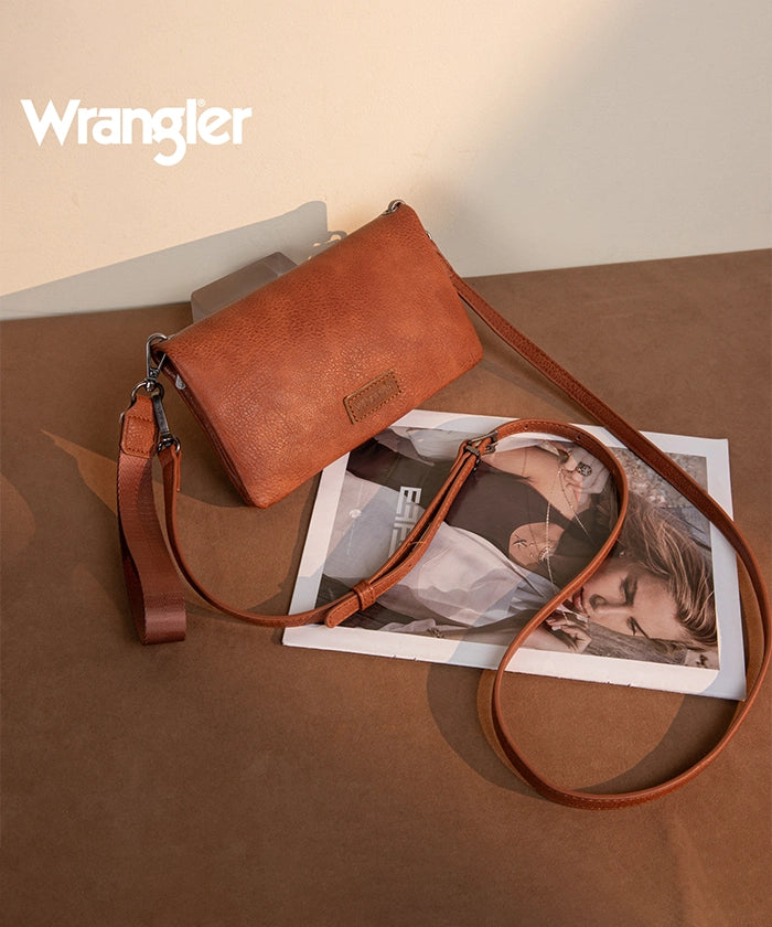 Wrangler Leather Printed Wristlet  Brown