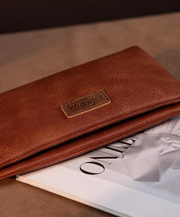 Wrangler Leather Printed Wristlet  Brown