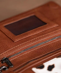 Wrangler Leather Printed Wristlet  Brown