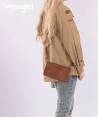 Wrangler Leather Printed Wristlet  Brown