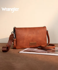 Wrangler Leather Printed Wristlet Brown