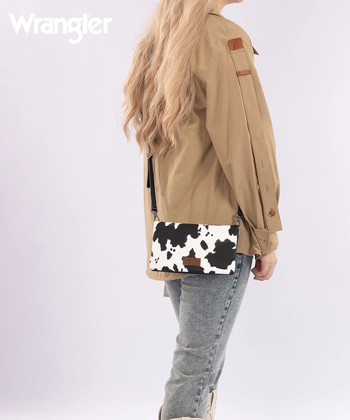 Wrangler Leather Printed Wristlet Cowprint black