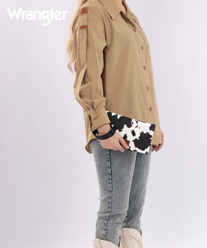 Wrangler Leather Printed Wristlet Cowprint black