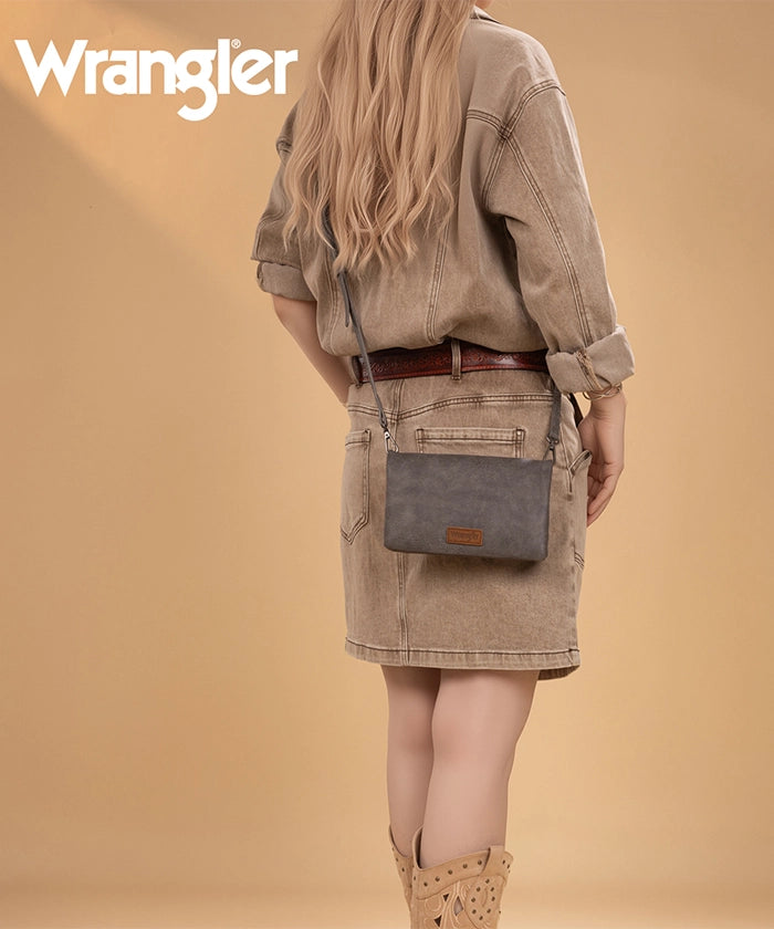 Wrangler Leather Printed Wristlet Grey