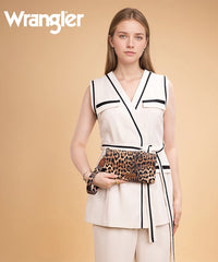 Wrangler Leather Printed Wristlet Leopard Brown