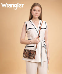 Wrangler Leather Printed Wristlet Leopard Brown